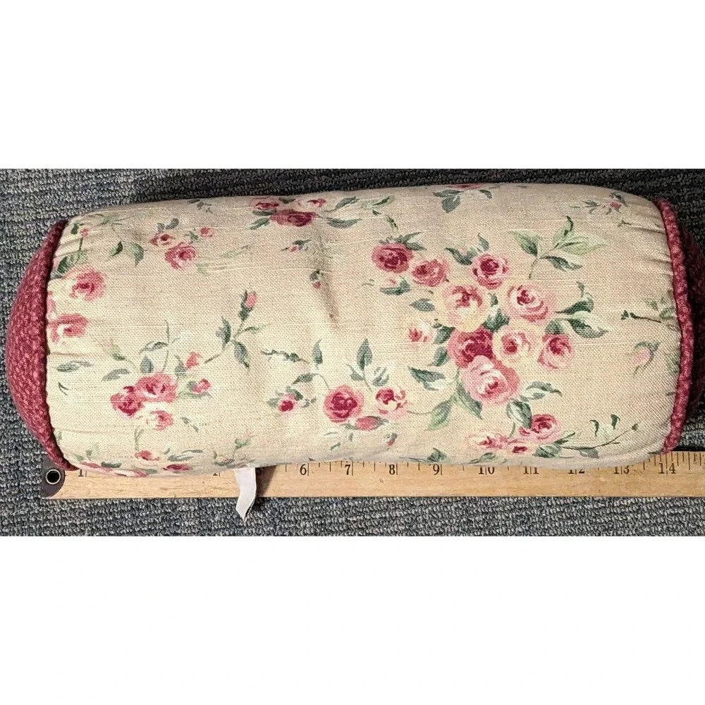 Soft Impressions Accent Pillow Roll Roses Shabby Chic Farmhouse Country Cylinder